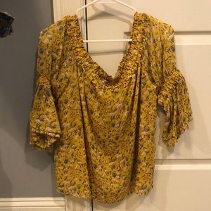 Yellow floral off the shoulder top